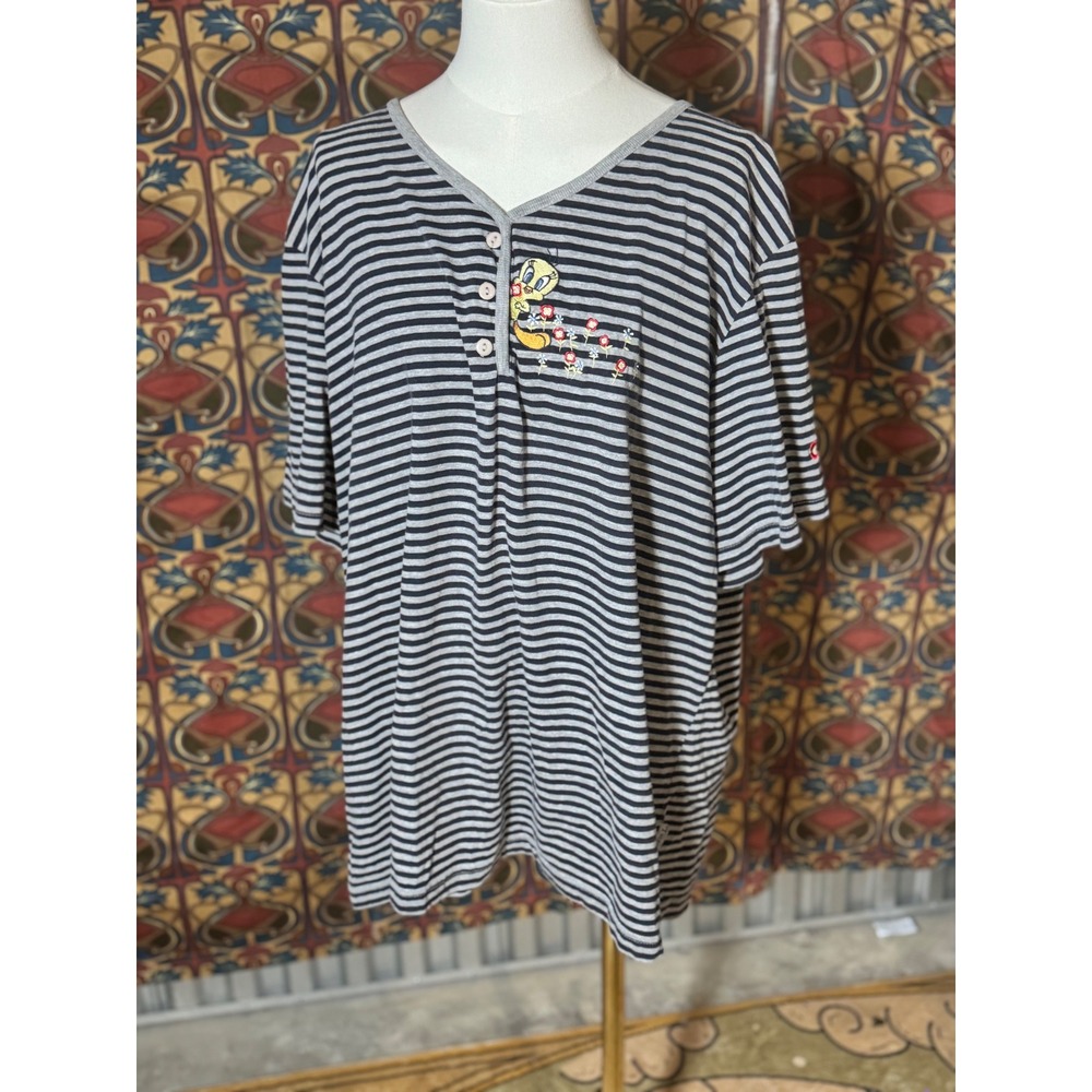 Vintage Looney Tunes Tweety Bird Striped Top Tee Shirt Plus Size‎ 2X/24W Cute